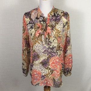 NWOT Lauren Ralph Lauren sheer floral ruffle top